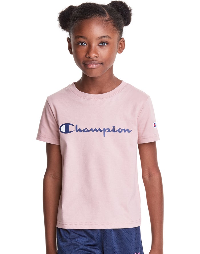 Camiseta Champion Niña - Classic Script Logo ( Coral ) 9416235-KQ